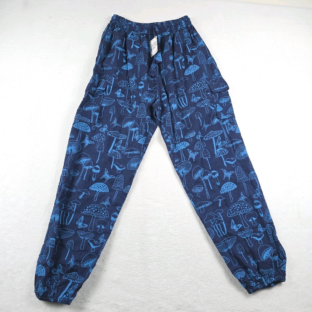 Harem Mushroom Pants Blue One Size New Go Jolly Fashions Cotton